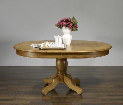 Mesa de comedor ovalada 160x120 fabricada en madera  de roble macizo al estilo Louis Philippe + 2 extensiones de 45 cm