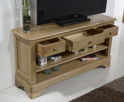 Mueble TV Paul 16/9 fabricado en madera de roble macizo al estilo Louis Philippe