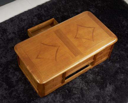 Mesa de Centro con Bar Paulino fabricado en madera de Cerezo macizo al estilo Louis Philippe