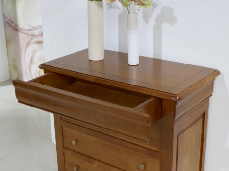 Cómoda Sandra de 4 cajones en madera cerezo macizo estilo Louis Philippe