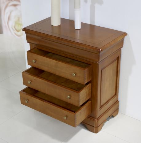 Cómoda Sandra de 4 cajones en madera cerezo macizo estilo Louis Philippe