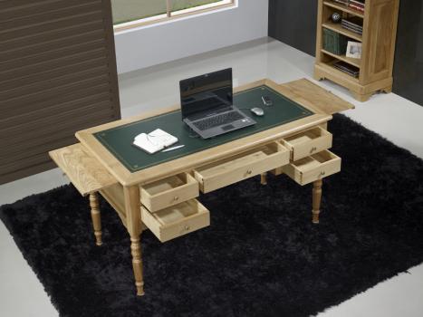Escritorio Hugo con 5 cajones fabricado en madera roble macizo al estilo Louis Philippe