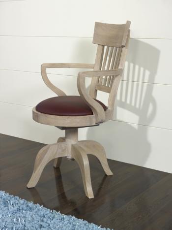 Sillón de oficina giratorio Jules fabricado en madera de roble macizo al estilo Louis Philippe