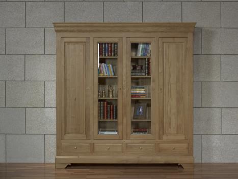 Biblioteca Corentin de 4 puertas fabricada en madera de roble macizo al estilo Louis Philippe.