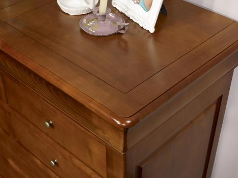 Cómoda Marian de 7 cajones fabricado en madera de cerezo macizo estilo Louis Philippe