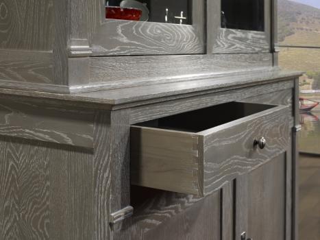 Armario Vitrina Lisa de 2 cuerpos y 2 puertas Estantería fabricada en madera de roble macizo estilo Directoire 
