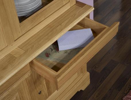 Biblioteca de 2 cuerpos y 3 puertas fabricada en madera de roble macizo en estilo Louis Philippe 