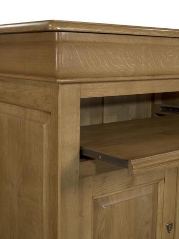 Muebles TV 2 puertas Jasmina fabricado en madera de roble macizo al estilo Louis Philippe con meseta giratoria