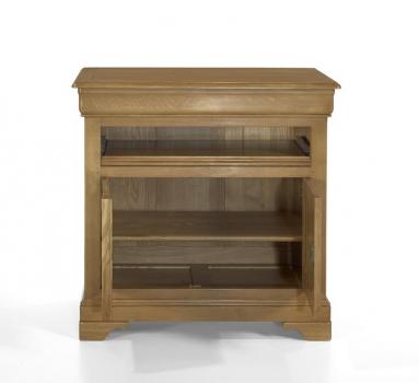 Muebles TV 2 puertas Jasmina fabricado en madera de roble macizo al estilo Louis Philippe con meseta giratoria
