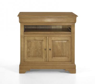 Muebles TV 2 puertas Jasmina fabricado en madera de roble macizo al estilo Louis Philippe con meseta giratoria