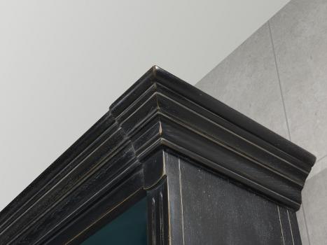 Biblioteca Alix de 2 cuerpos y 6 puertas, fabricada en madera de roble macizo de estilo Directoire con escalera