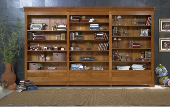 Biblioteca Florencia fabricada en madera de cerezo macizo al estilo de Louis Philippe 