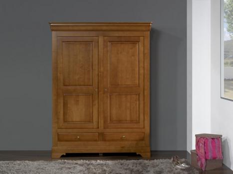 Armario de 2 puertas y 2 cajones fabricado en madera de Cerezo macizo al estilo Louis Philippe