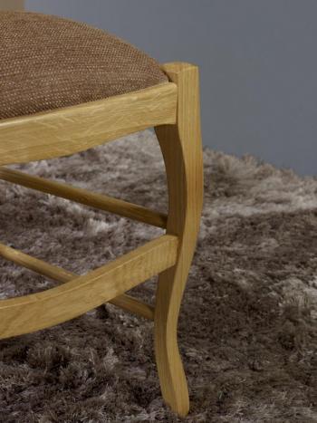Silla fabricada de madera maciza de roble estilo Louis Philippe asiento Tela gris pardo