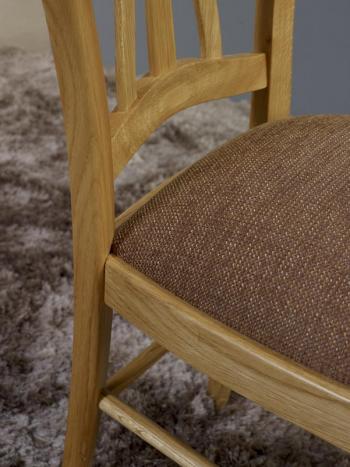 Silla fabricada de madera maciza de roble estilo Louis Philippe asiento Tela gris pardo