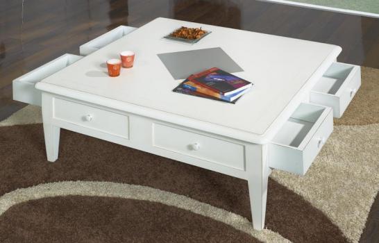Mesa de centro cuadrada Iris fabricada en madera de cerezo macizo estilo Directoire