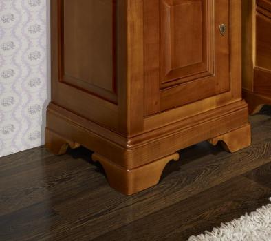 Mesa de noche 1 cajón 1 puerta Léa fabricada en madera maciza de cerezo estilo Louis Philippe 