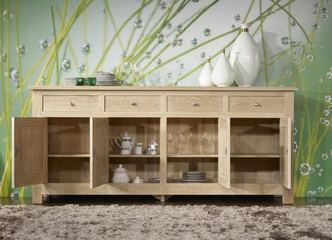 Aparador comedor de 4 puertas fabricado en madera de roble macizo estilo Rústico