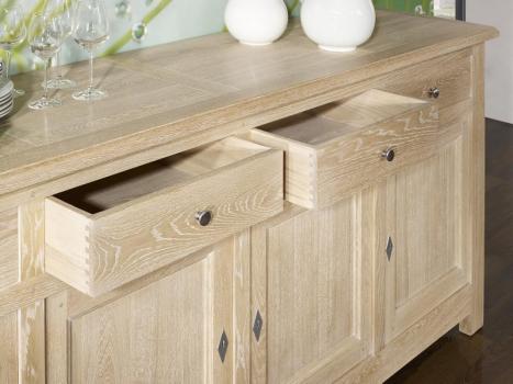 Aparador comedor de 4 puertas fabricado en madera de roble macizo estilo Rústico