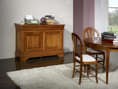 Silla Camille fabricada en madera de haya maciza estilo Louis Philippe asiento de tela
