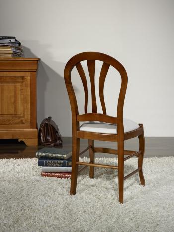 Silla Camille fabricada en madera de haya maciza estilo Louis Philippe asiento de tela