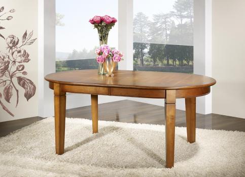 Mesa de comedor ovalada 180x110 fabricada en madera de Cerezo macizo al estilo Louis Philippe 