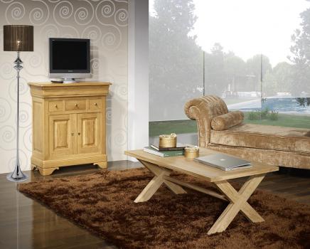 Aparador Ethan cuenta con 2 puertas y 4 cajones fabricados en madera de roble macizo al estilo Louis Philippe