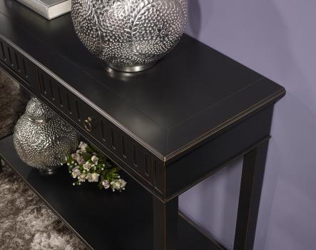 Consola Celine fabricada en madera de cerezo macizo estilo Directorio lacado Negro