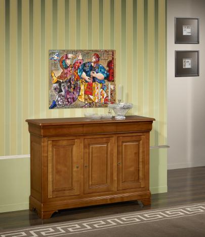 Aparador  Charlotte  3 puertas fabricado en madera de cerezo macizo al estilo Louis Philippe