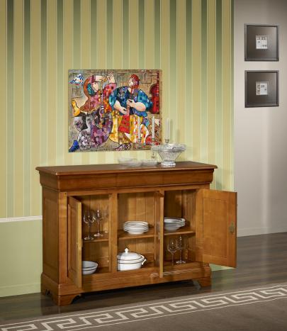 Aparador  Charlotte  3 puertas fabricado en madera de cerezo macizo al estilo Louis Philippe