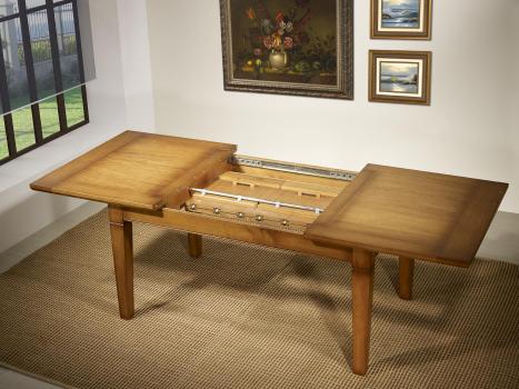 Mesa de comedor rectangular fabricada en madera de roble macizo al estilo Louis Philippe 160*100 