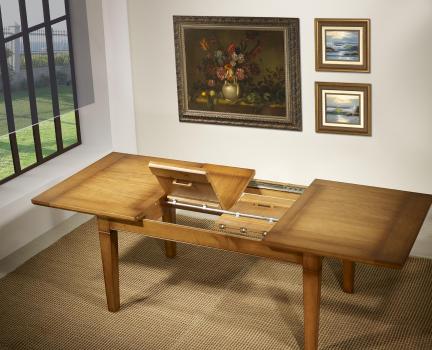 Mesa de comedor rectangular fabricada en madera de roble macizo al estilo Louis Philippe 160*100 