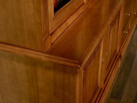 Biblioteca Sabine de 2 cuerpos y 6 puertas fabricada en madera de cerezo macizo estilo Directoire