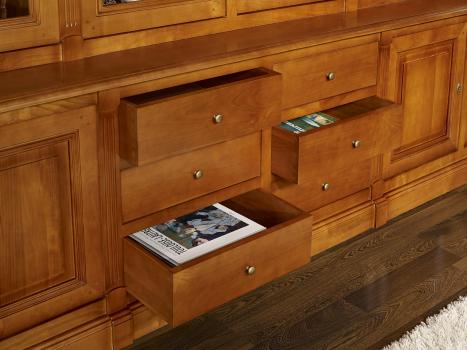 Biblioteca Sabine de 2 cuerpos y 6 puertas fabricada en madera de cerezo macizo estilo Directoire