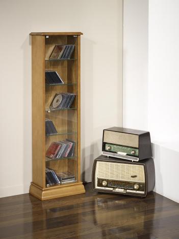 Mueble Torre CD/DVD fabricado en madera de Roble macizo estilo Louis Philippe