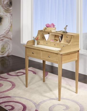 Secretaria estilo francés  Luna fabricada en madera de roble macizo estilo Directoire acabado cepillado natural
