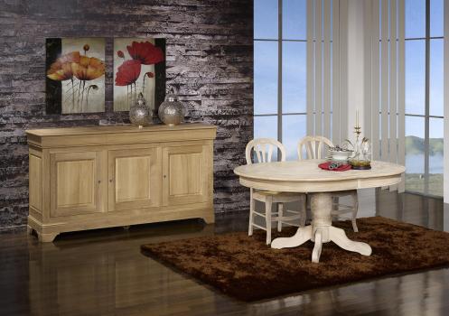Clément Solid Oak Louis Philippe style Oak extending table