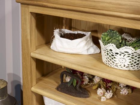 Estantería Librería Sebastien fabricada en madera de roble macizo al estilo Louis Philippe acabado roble cepillado natural