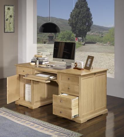 Escritorio Teresa fabricado en madera de roble macizo al estilo Louis Philippe Roble Cepillado Natural 