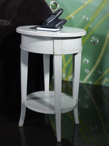 Mesa de noche/pedestal Luis estilo Diretoire hecha en madera maciza de Cerezo acabado Gris
