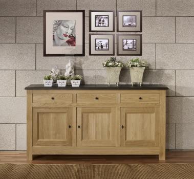 Aparador 3 puertas Yann fabricado en madera de roble macizo estilo Rústico 