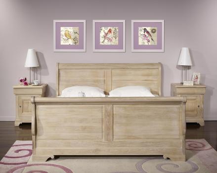 Cama barco Carlos fabricada en madera de roble macizo 160x200 en estilo Rústico