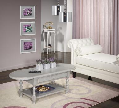 Mesa de centro Maria Laura ovalada o rectangular fabricada en madera de cerezo macizo al estilo Louis Philippe 