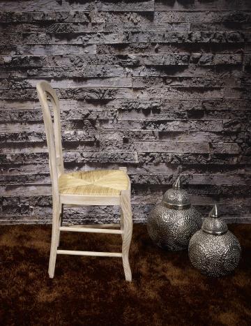 Silla fabricada en madera de roble macizo de estilo Louis Philippe asiento paja de centeno
