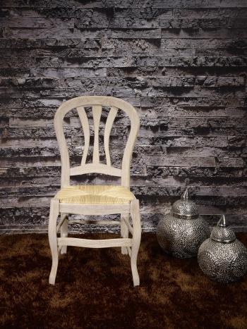 Silla fabricada en madera de roble macizo de estilo Louis Philippe asiento paja de centeno