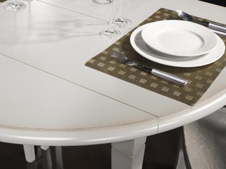 Mesa de comedor redonda diámetro 120 fabricada en madera de cerezo macizo,al estilo Louis Philippe + 5 extensiones de 40 cm