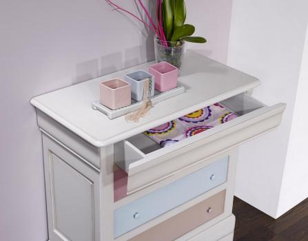 Cómoda Carolina de 4 cajones fabricada en madera de cerezo macizo estilo Louis Philippe 