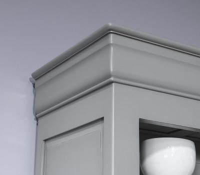 Estantería Librería Emma fabricada en madera maciza de Cerezo al estilo Louis Philippe acabado Pátina Gris