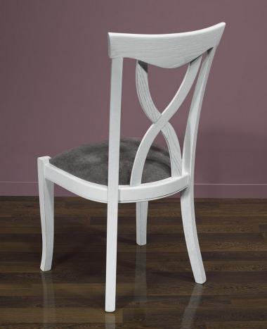 Silla Sebastián fabricada en madera de roble macizo estilo Louis Philippe acabado roble cepillado Marfil
