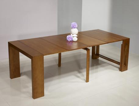 Consola / Mesa extensible fabricada en madera de cerezo macizo estilo contemporáneo con 4 extensiones
